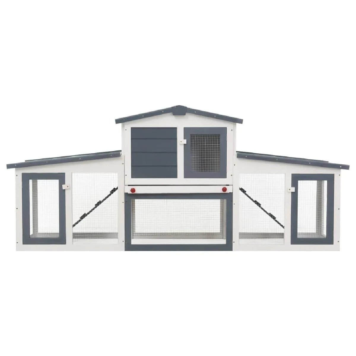 Helloshop26 Clapier large d'extérieur 204 x 45 x 85 cm Gris