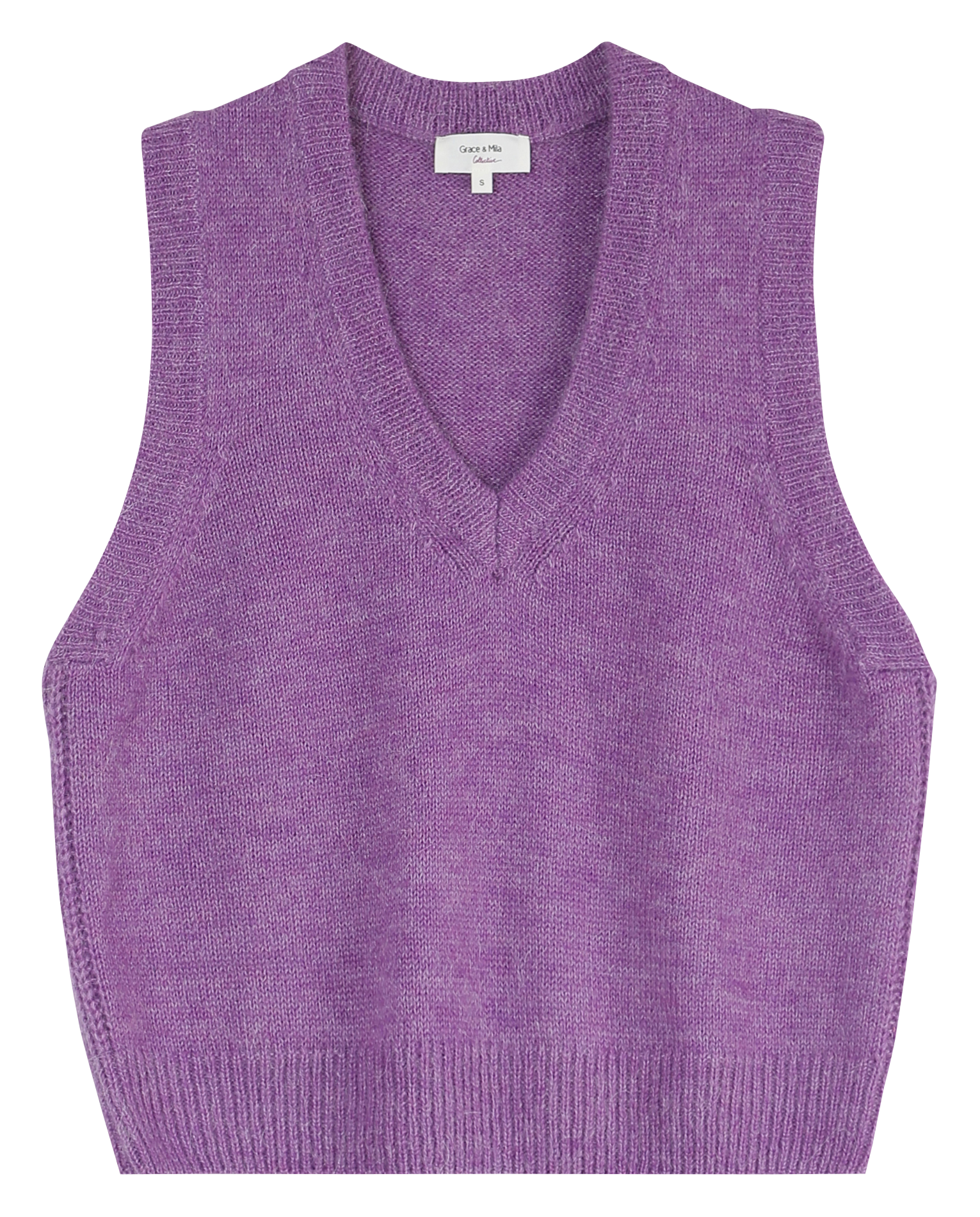 LAND - Pull col V sans manches| Violet