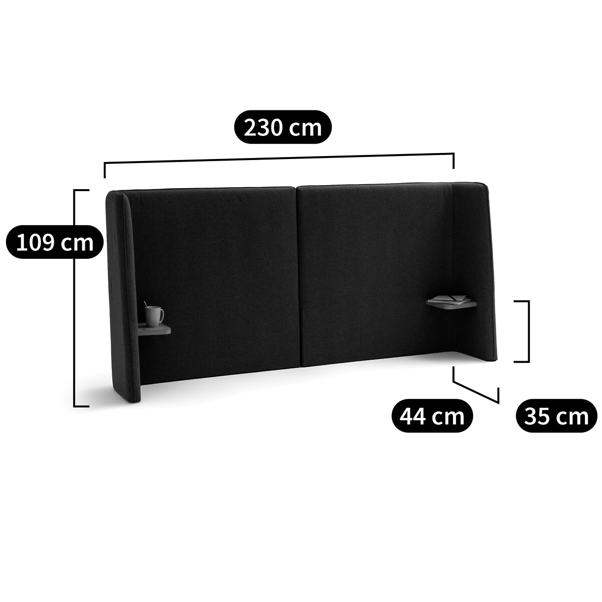 LA REDOUTE INTERIEURS<br>Cabeceira estofada XL com mesas de cabeceira, Jolien
