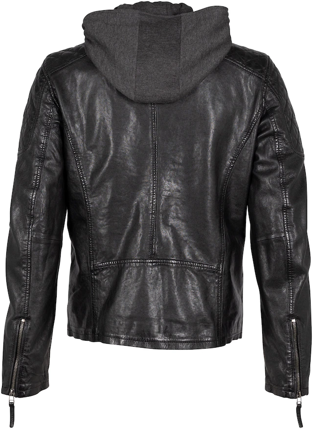 Mauritius Lederjacke »GMTinon« mit Kapuze im lässigen Bikerstyle, mit Badges, Reissverschluss