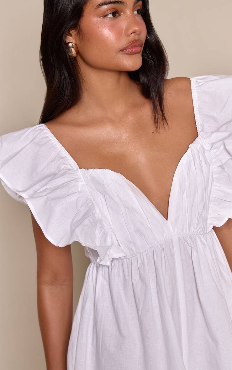 Blanc Combi-short Bouffante Effet Lin