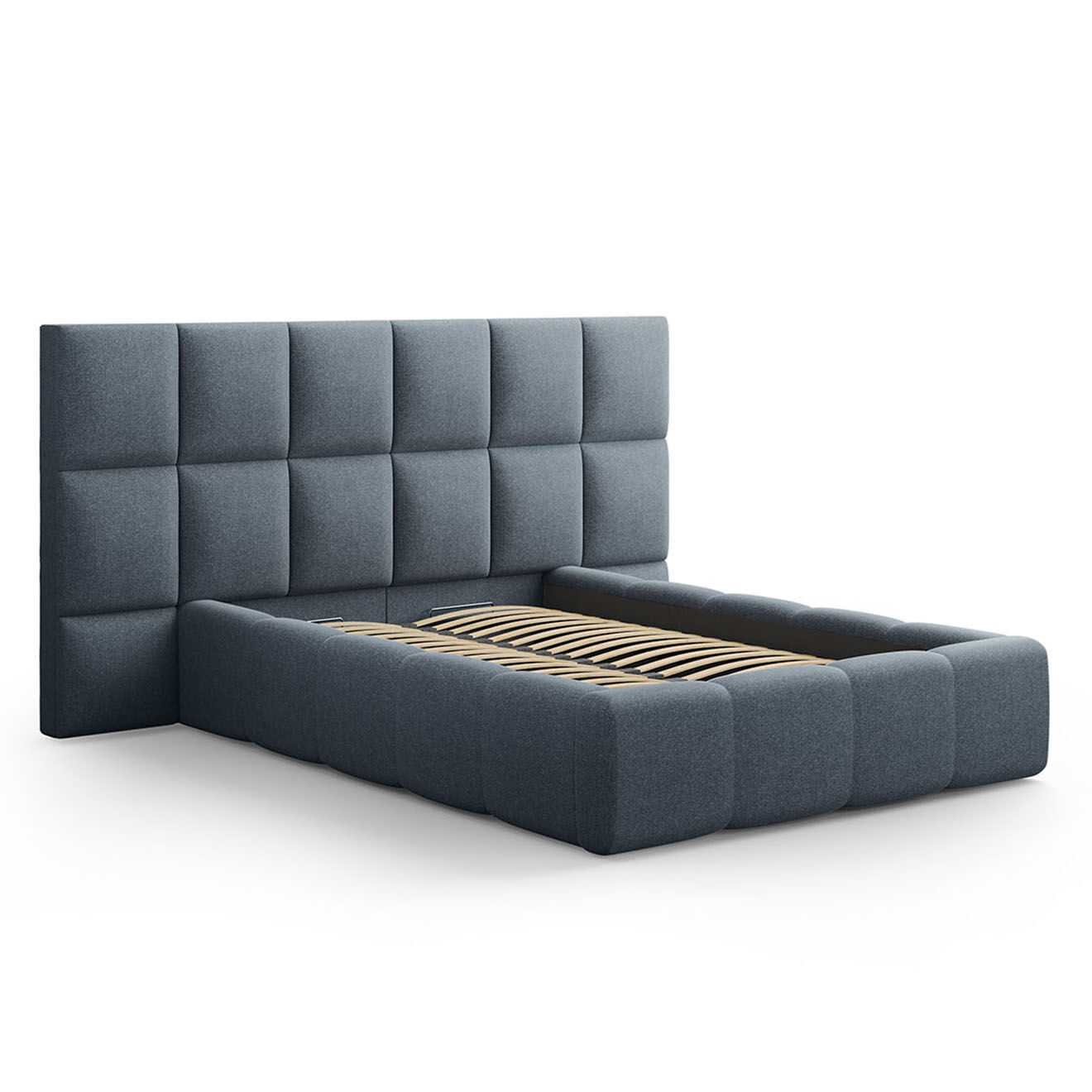 Maison Héritage Lit avec coffre de rangement Isa bleu foncé - 230x200x125 cm