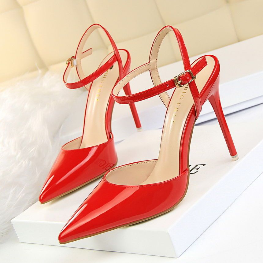 Niuna - Wetlook sandalen met hoge hak