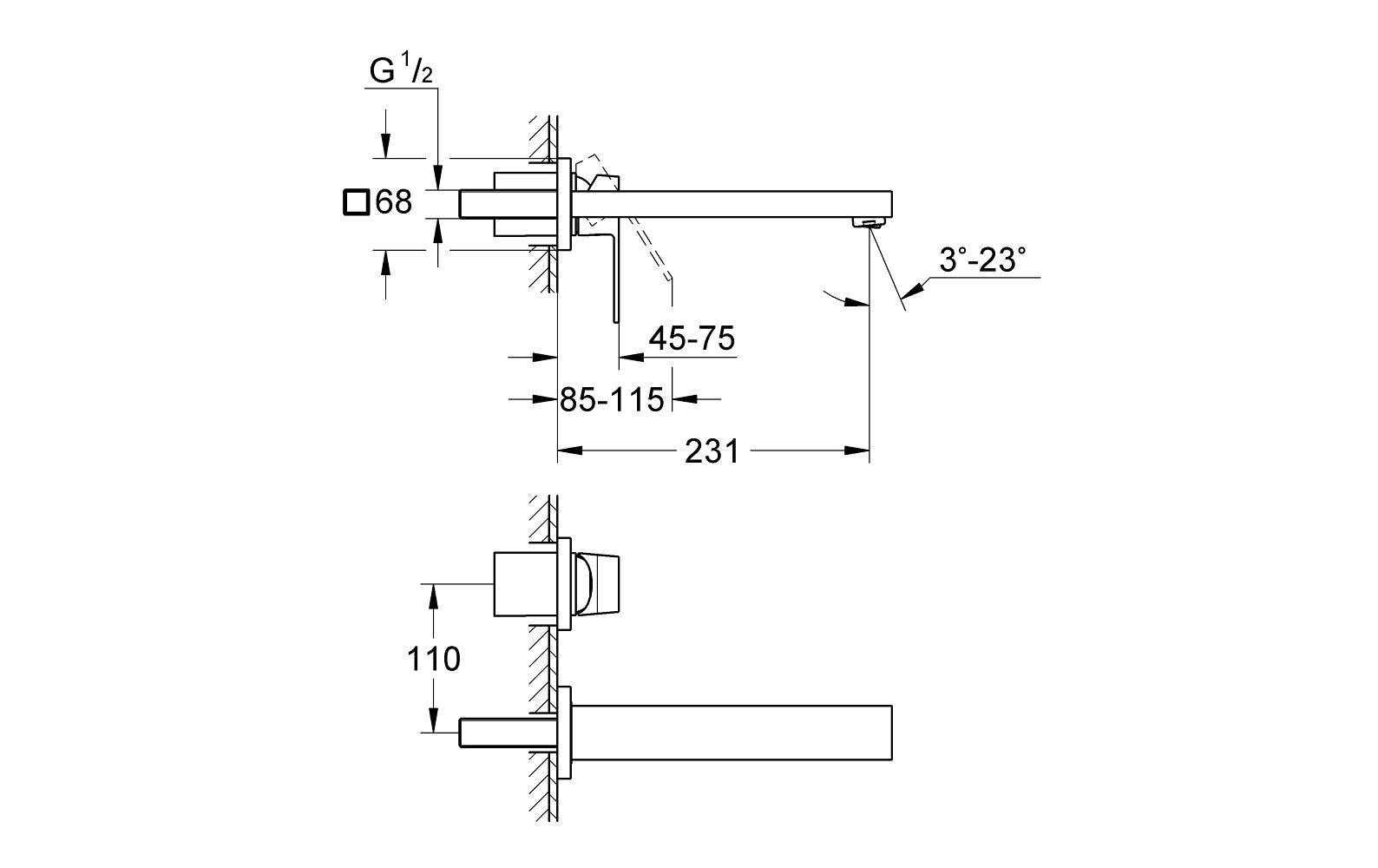 Lavaboarmatur Eurocube<br>2 Loch Waschtischbatterie