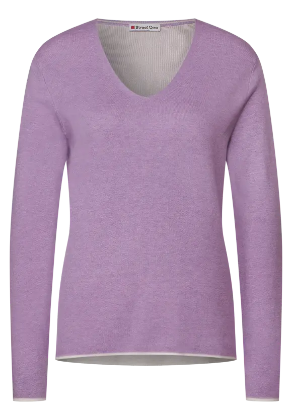 Pullover mit V-Ausschnitt - pure lilac melange