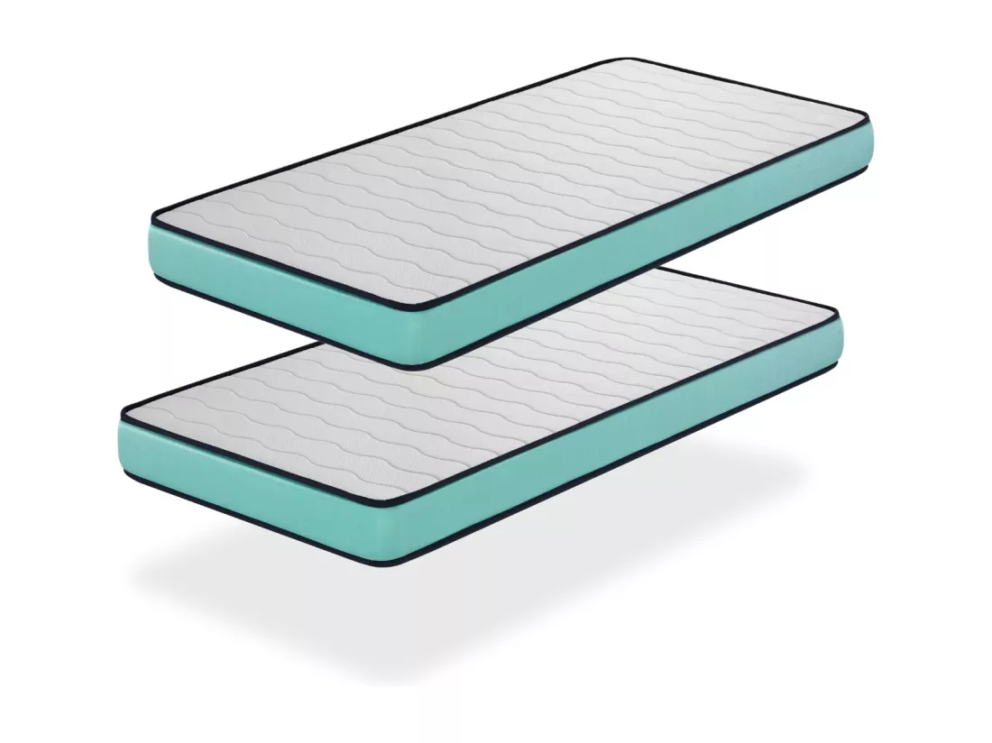 Matelas LOT 2 PROMO CONFORT 90X190 Épaisseur 14 CM, Memoire, Juvénil, idéal pour lits gigognes, lit cabane et Montessori