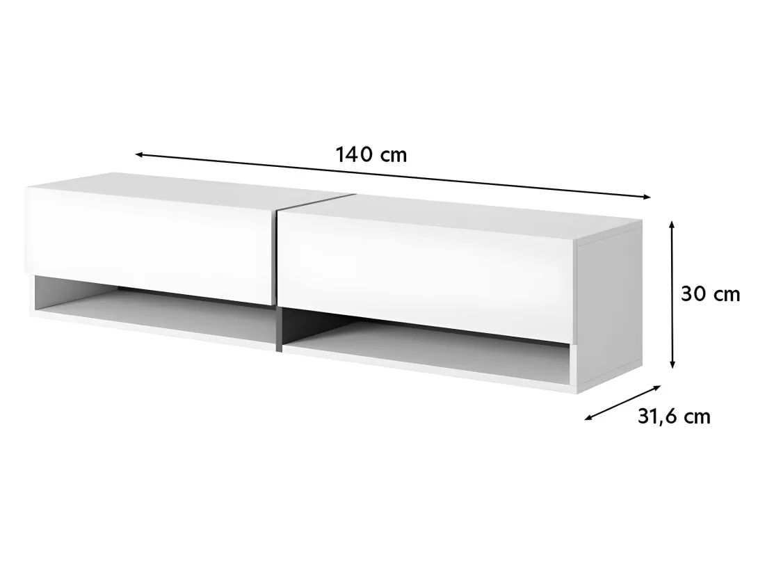 Meuble tv 140 cm -marbre blanc avec insert d'or - MIRRGO