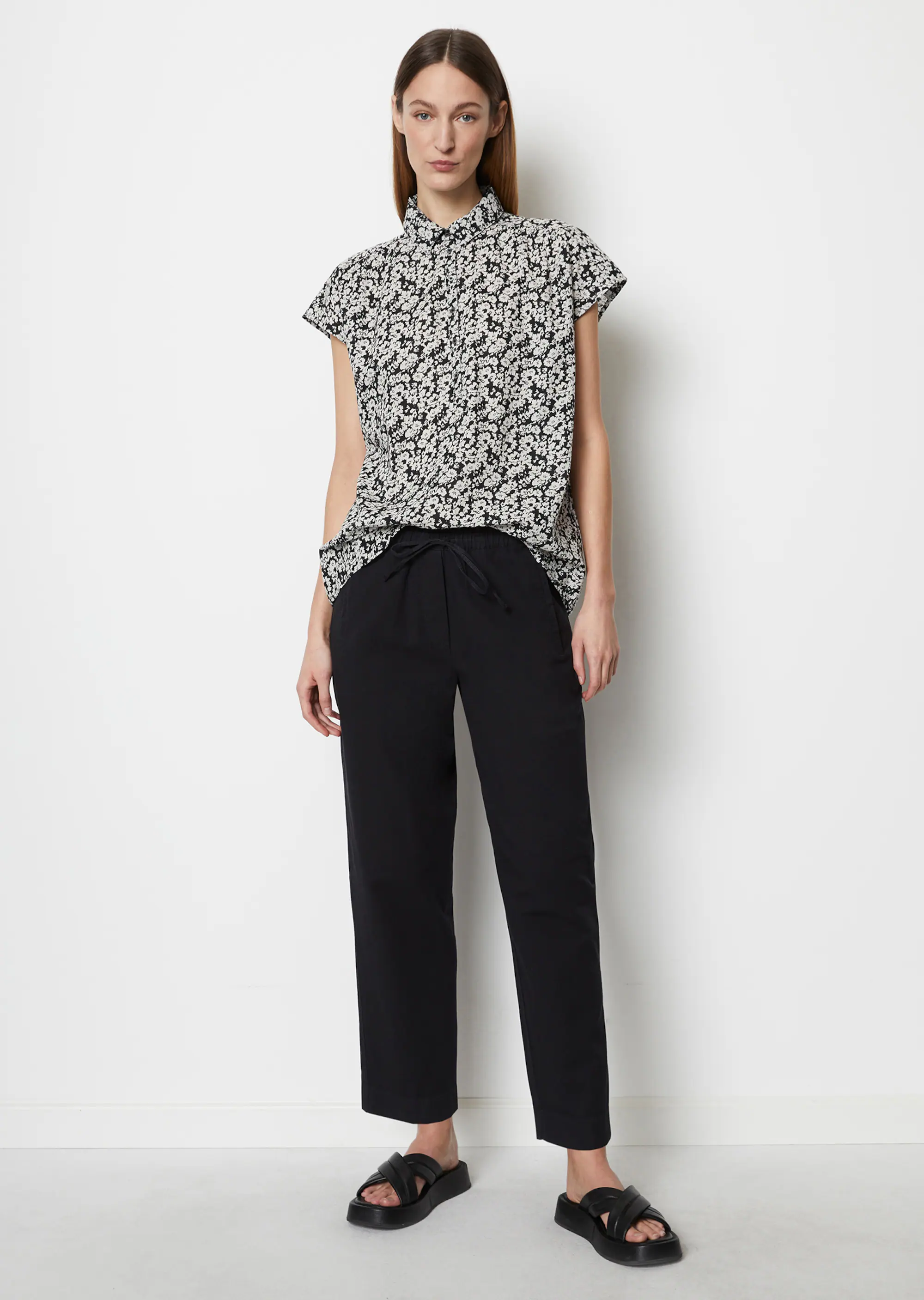 Kurzarm-Bluse regularaus Silky-Touch-Baumwolle