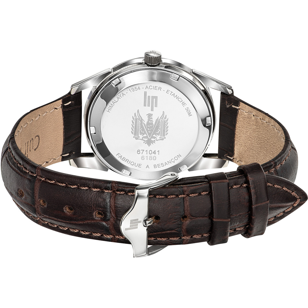 Montre Lip Himalaya homme acier bracelet cuir
