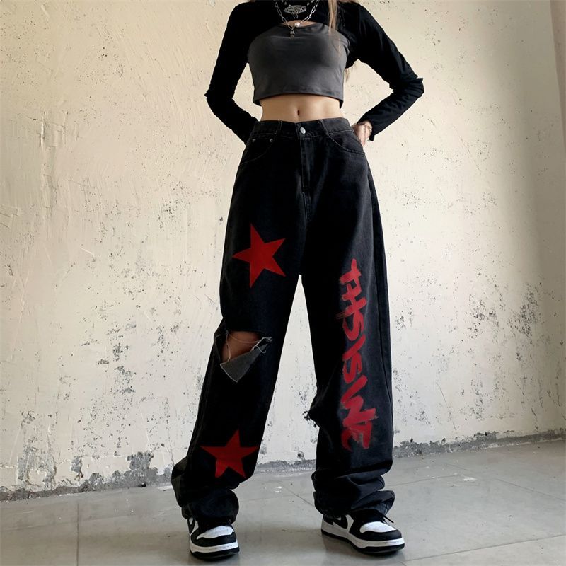 Koiyua - Lage jeans met wijde pijpen en lettersprint