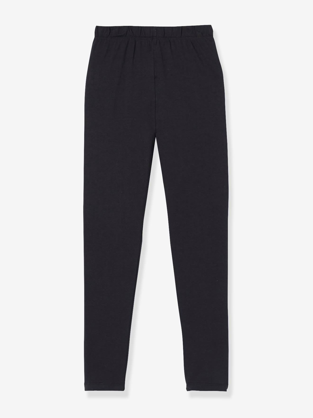 Conjunto de 2 leggings sortidas para meninas, lisas e cinza escuro.