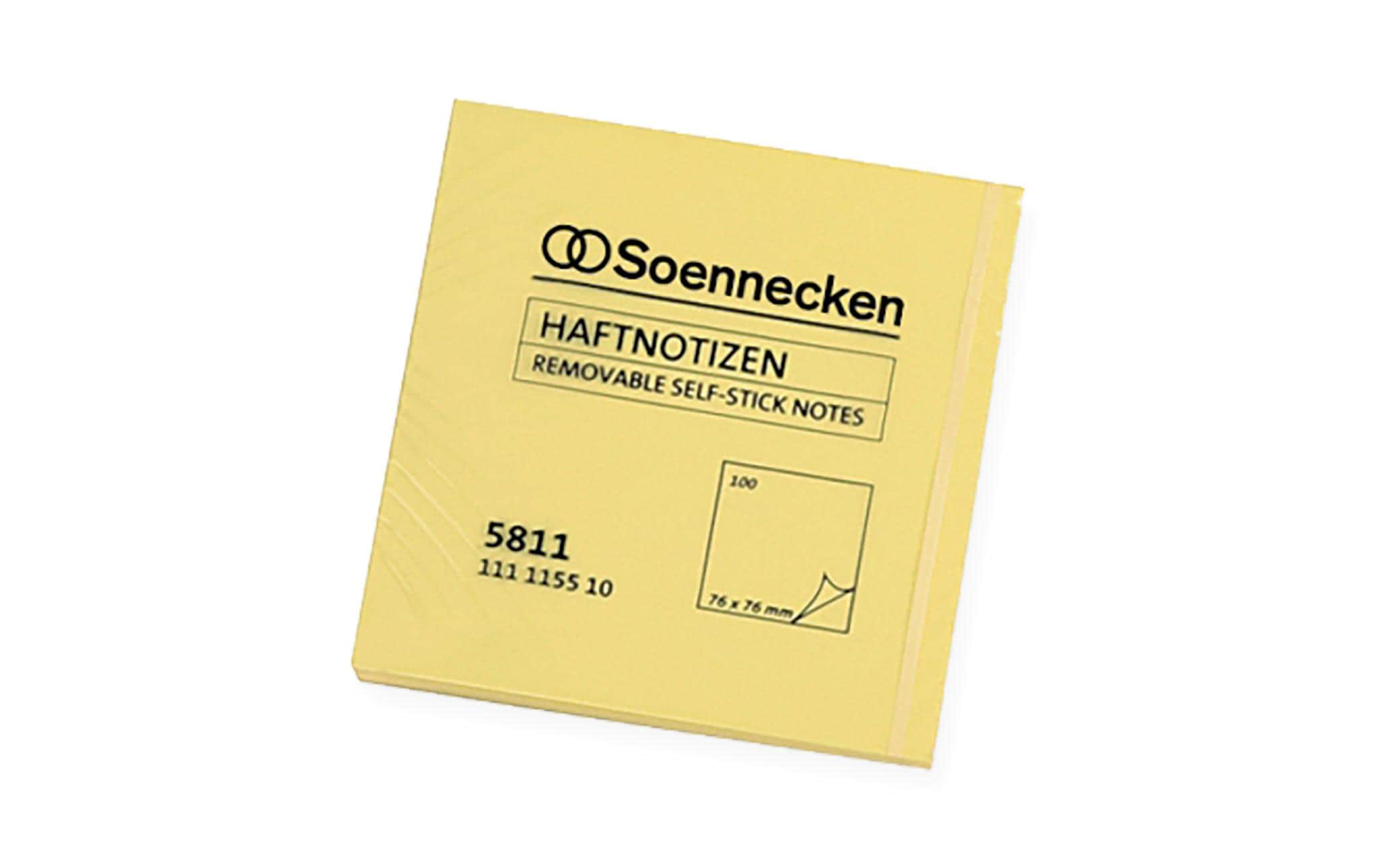 Notizzettel 7.5 x 7.5 cm, 12 Stück à 100 Blätter, GelbSelbstklebende Haftnotizen