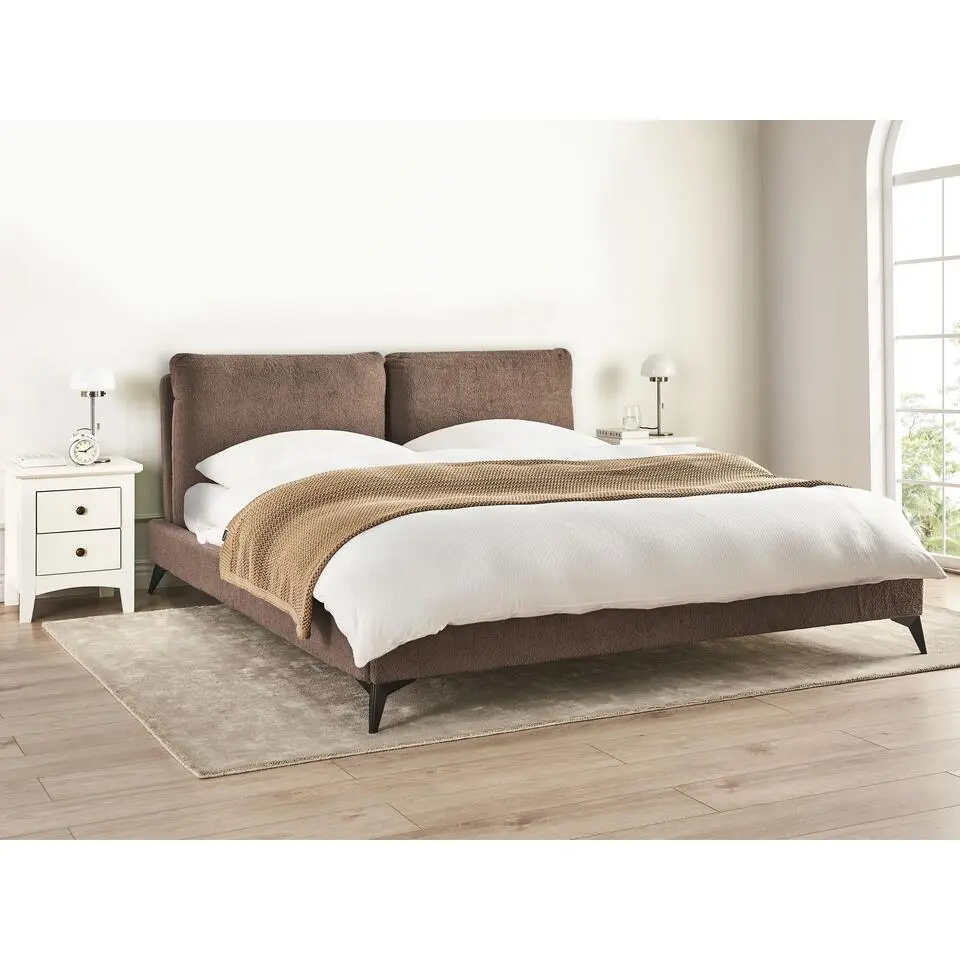MELLE - Tweepersoonsbed - Bruin - 180 x 200 cm - Bouclé