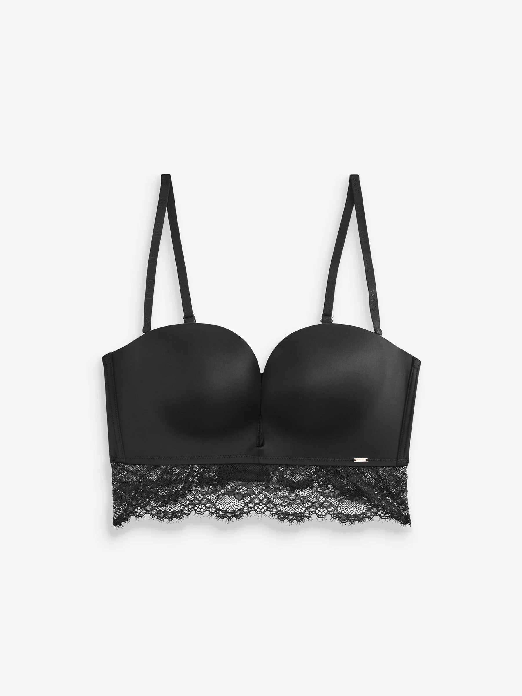 Zwart - Lipsy laag uitgesneden strapless-beha van kant