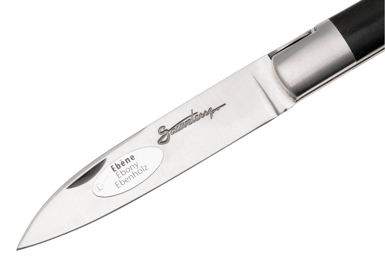 Laguiole en Aubrac Sauveterre Ebony, Matt Stainless Bolster, zakmes, 11 cm