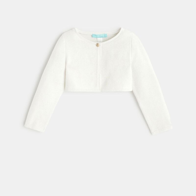 Gilet boléro court maille tricot blanc bébé fille Blanc