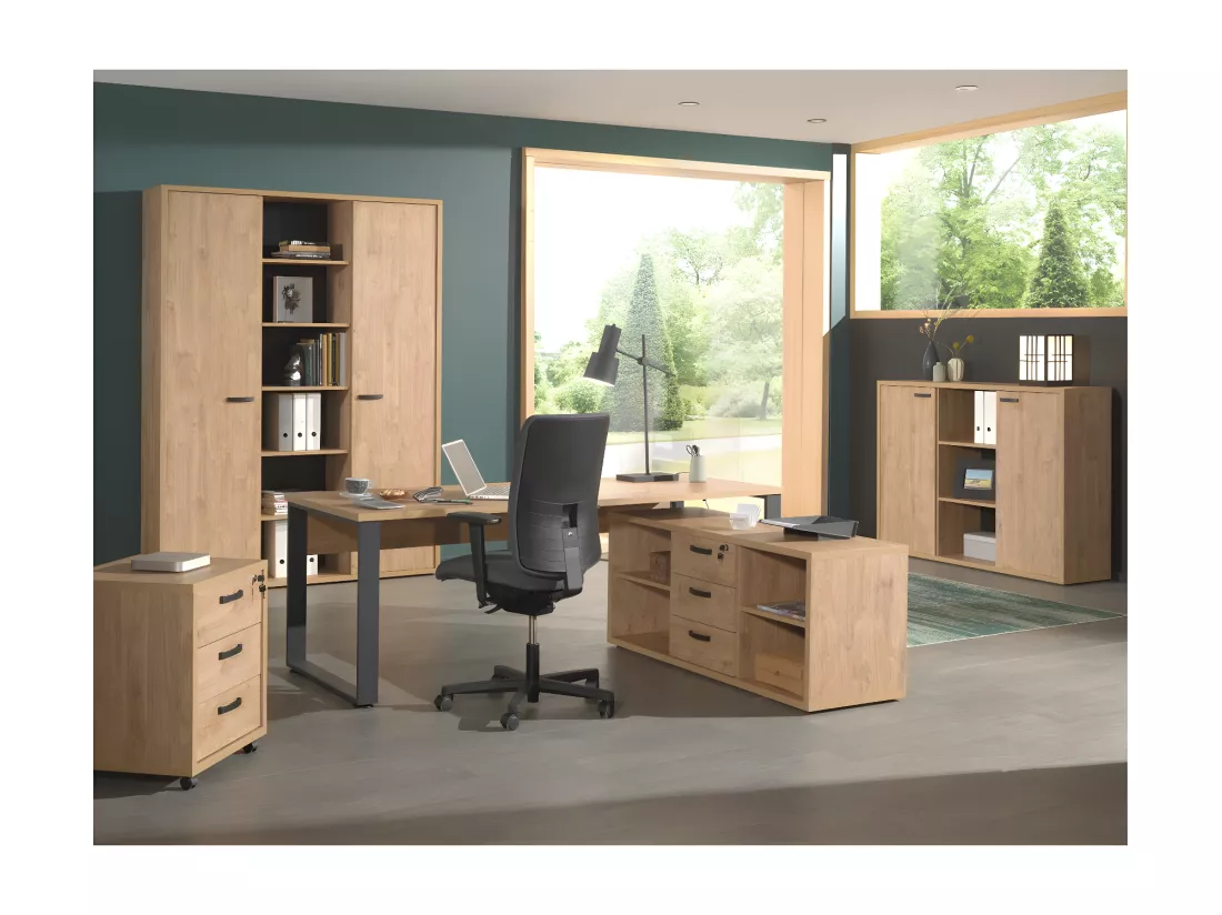 Caisson de rangement pour bureau 3 tiroirs coloris chêne doré collection DEPÉ