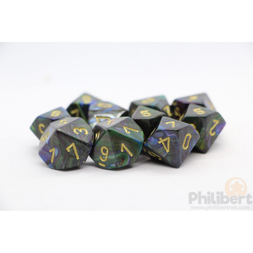 Set de 10 Dés 10 Faces Chessex : Lustrous