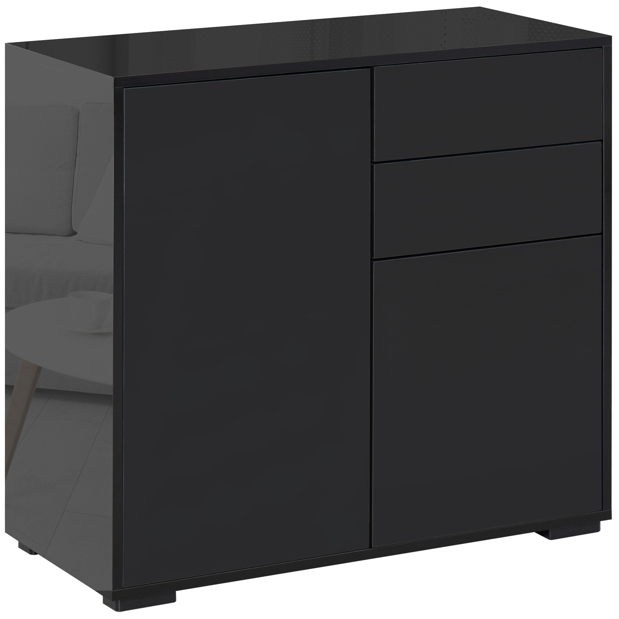 HOMCOM Sideboard mit Anti-Kippvorrichtung schwarz 79L x 36B x 74H cm