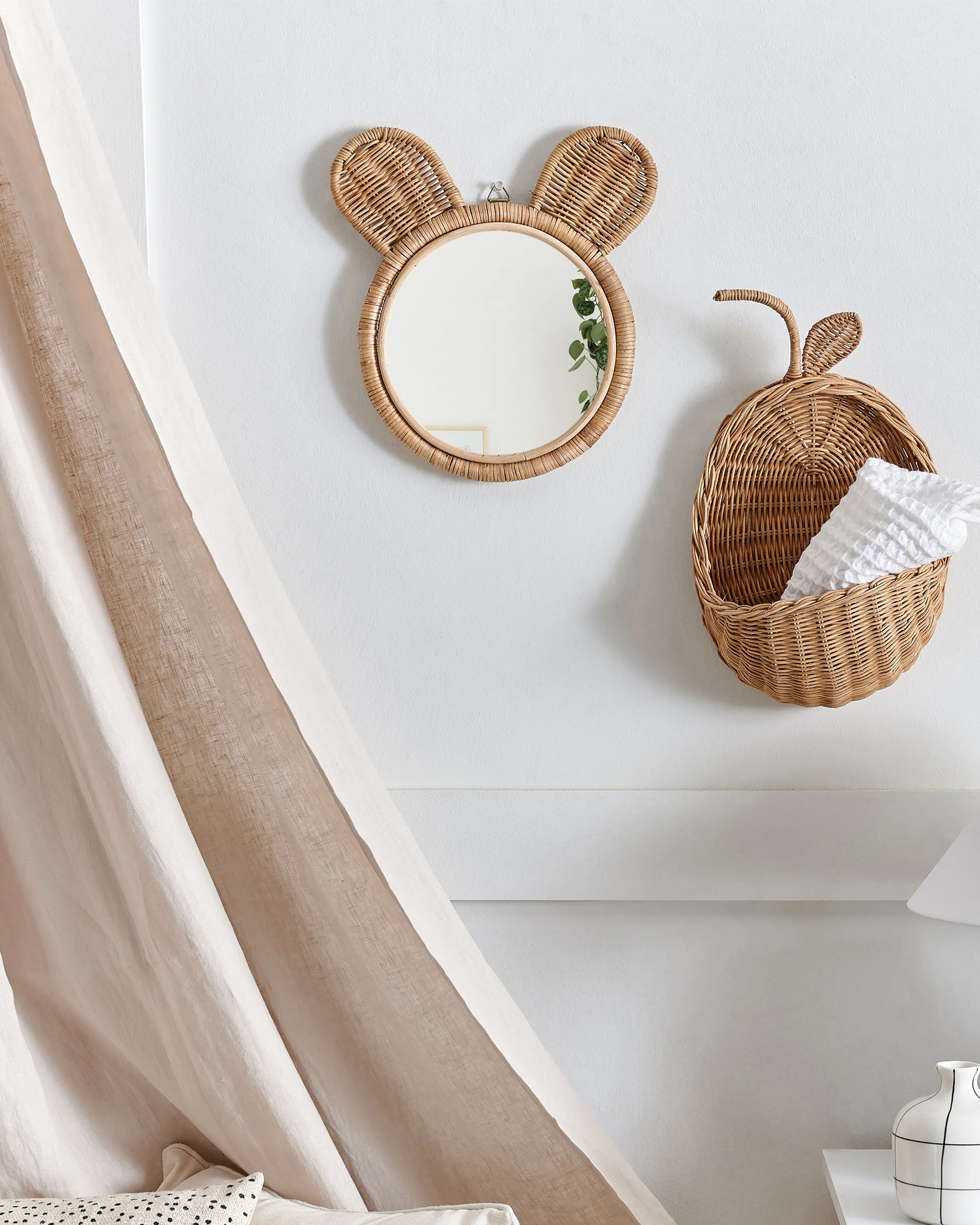 Wandspiegel ASHANTI 30 cm 33 cm Rotan Natuurlijk