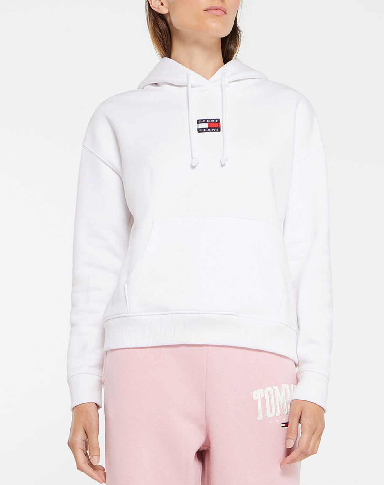 Tommy Jeans Sweat en Coton Bio mélangé Center Badge blanc