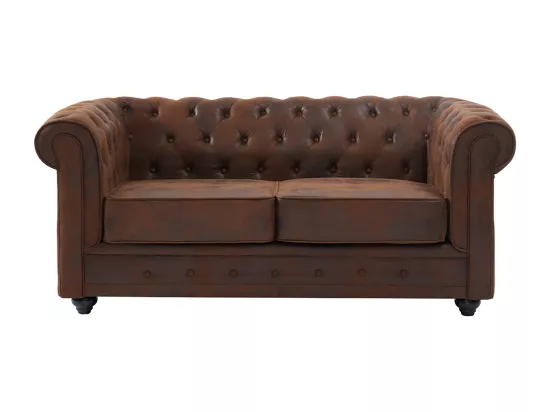 Canapés 3 places 2 places et un fauteuil CHESTERFIELD en microfibre aspect cuir vieilli