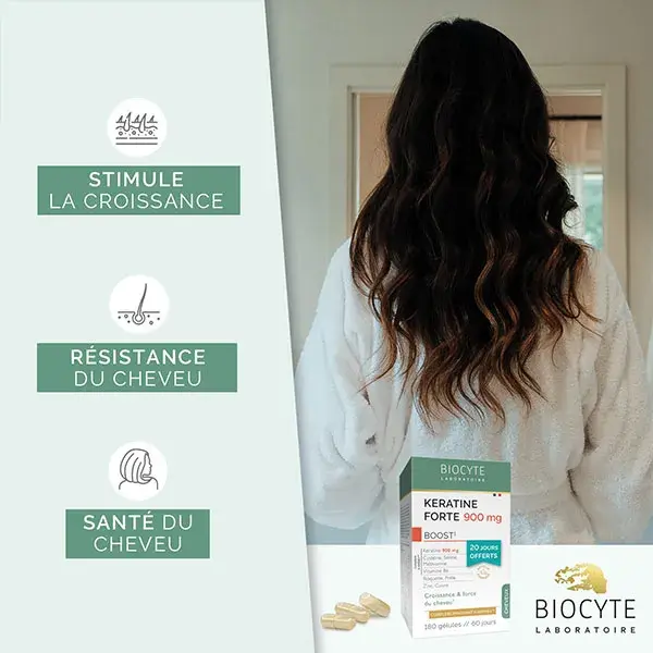 Biocyte Keratin Forte 900mg - Estimulante para o Crescimento e Fortalecimento Capilar - 120 cápsulas