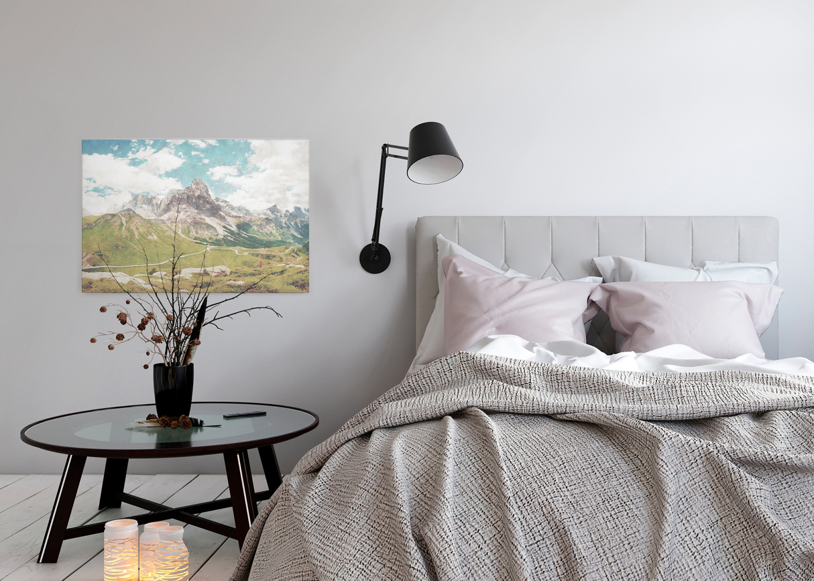 Leinwandbild BERGE - grün-grau - 90x60 cm