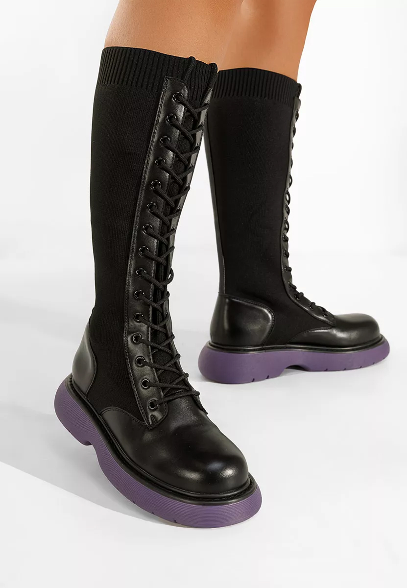 Bottes hautes à lacets noirs Novara V2