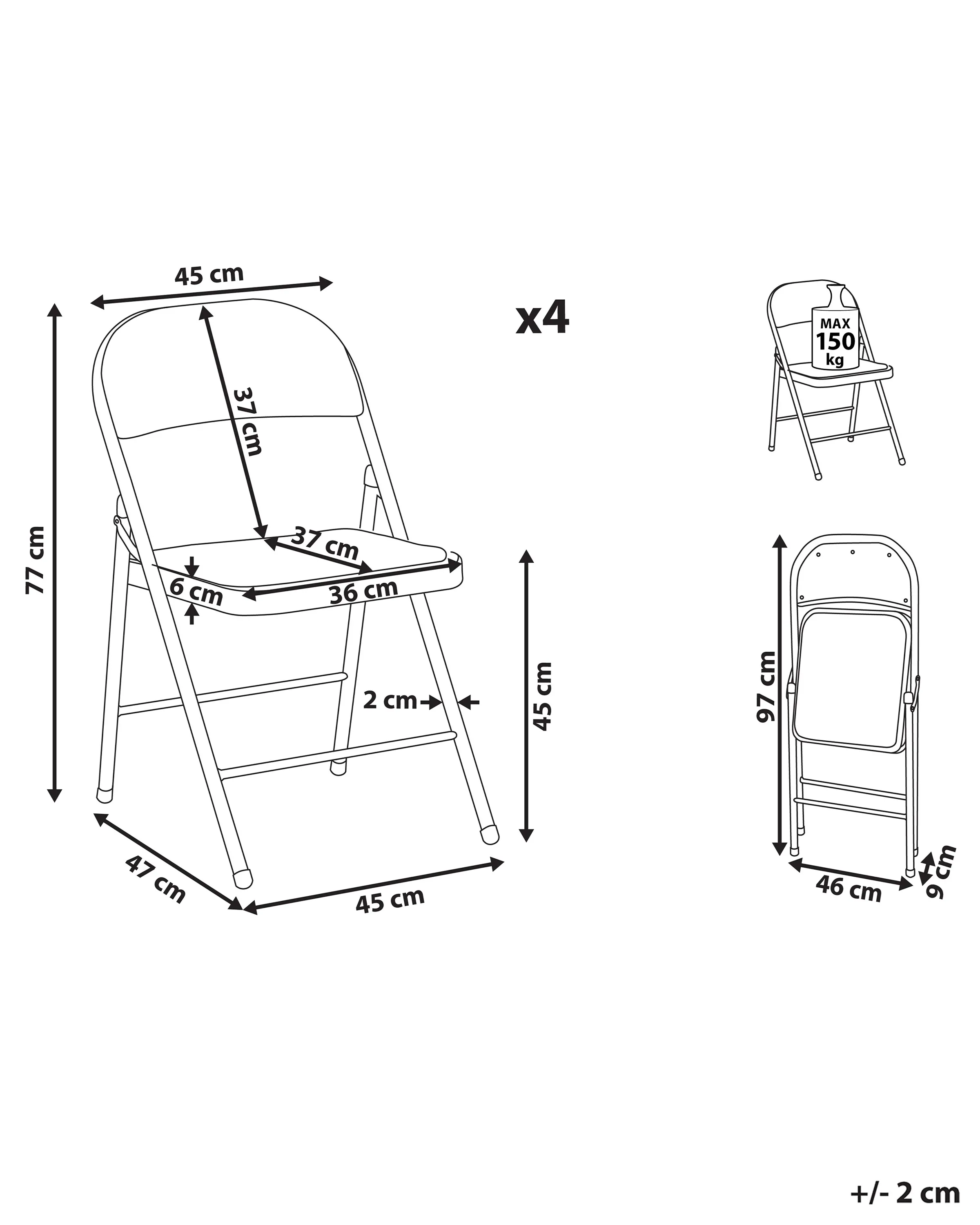Set van 4 klapstoelen SPARKS Zwart
