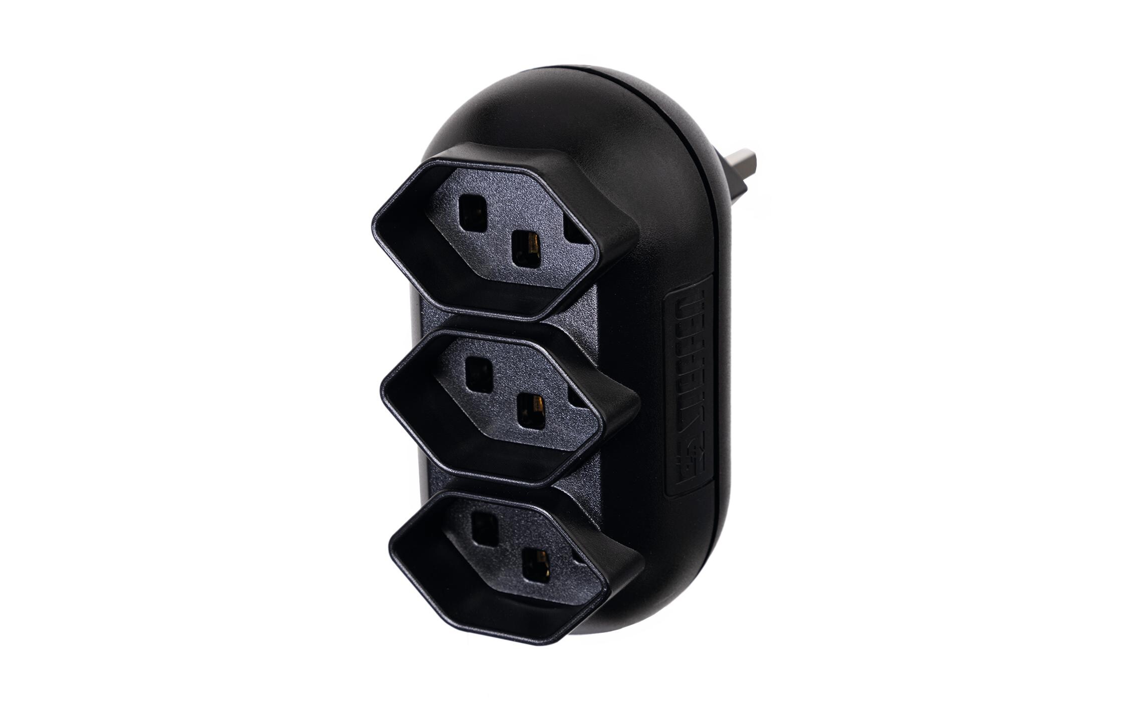 Mehrfachstecker Strong 3x T23, SchwarzMehrfachadapter mit drei T23 Steckdosen in Farbe Schwarz, 230 V/16 A