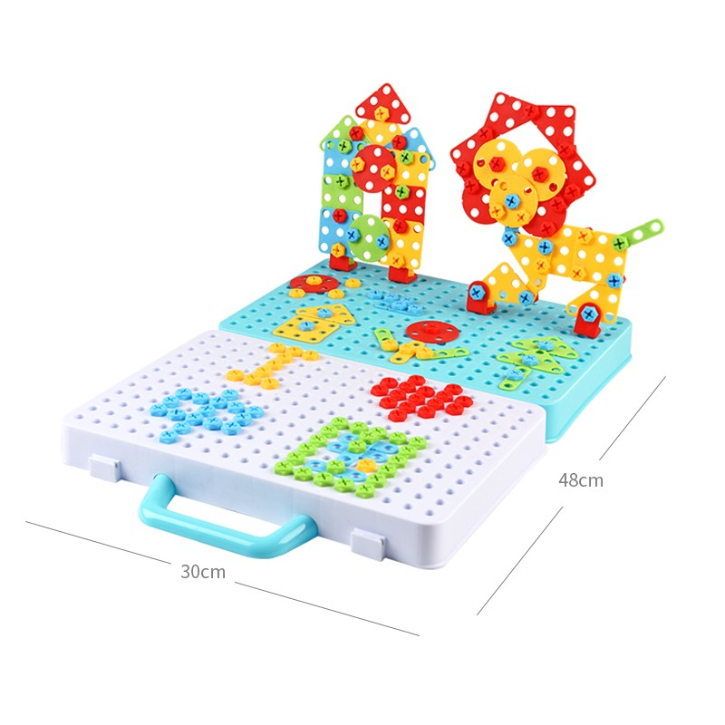 (276-tlg. Set) 3D Werkzeug Puzzle Kinder Spielzeug Koffer inkl. Schrauben   Schraubendreher (Batteriebetrieben) - Bunt