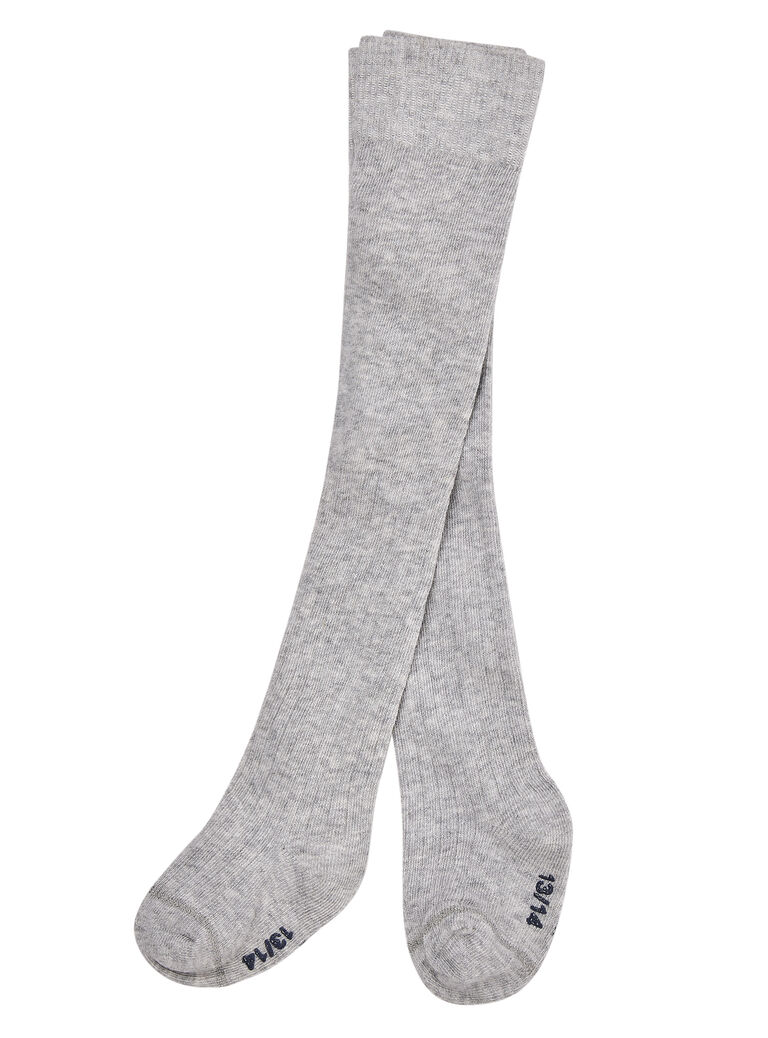 Collant en coton à côtes bébé fille gris clair