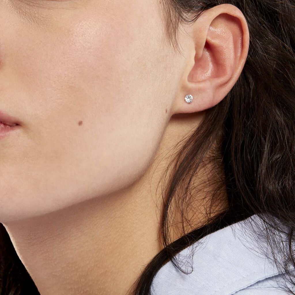 Boucles D'oreilles Puces Eddie Or Blanc Oxyde De Zirconium