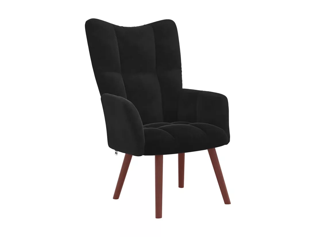 Chaise de relaxation avec repose-pied Noir Velours