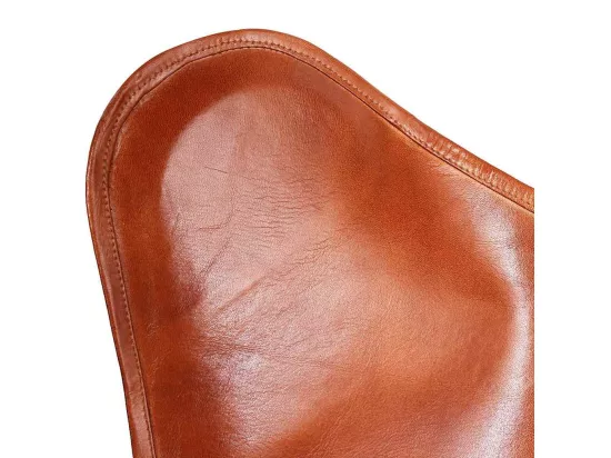 Chaise papillon Marron Cuir véritable