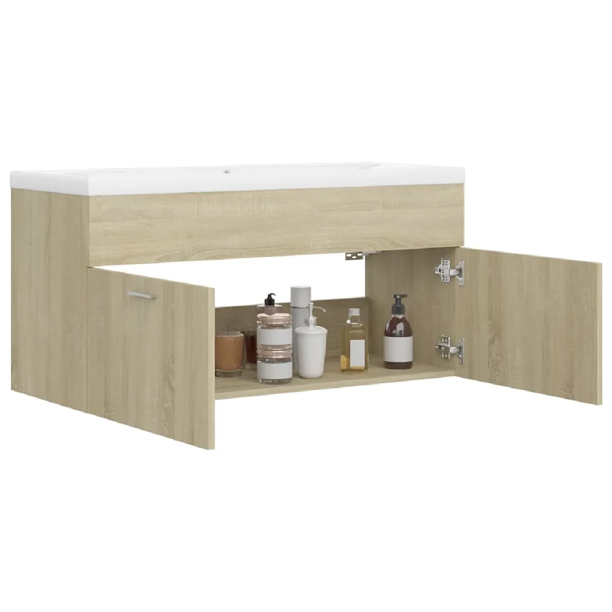 vidaXL Armoire lavabo intégré chêne sonoma