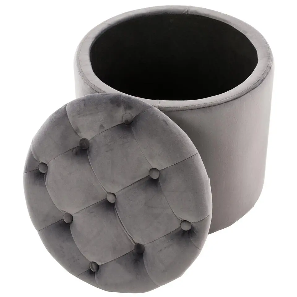 CLP Poef Pantin zwart Frame - Fluweel - grijs
