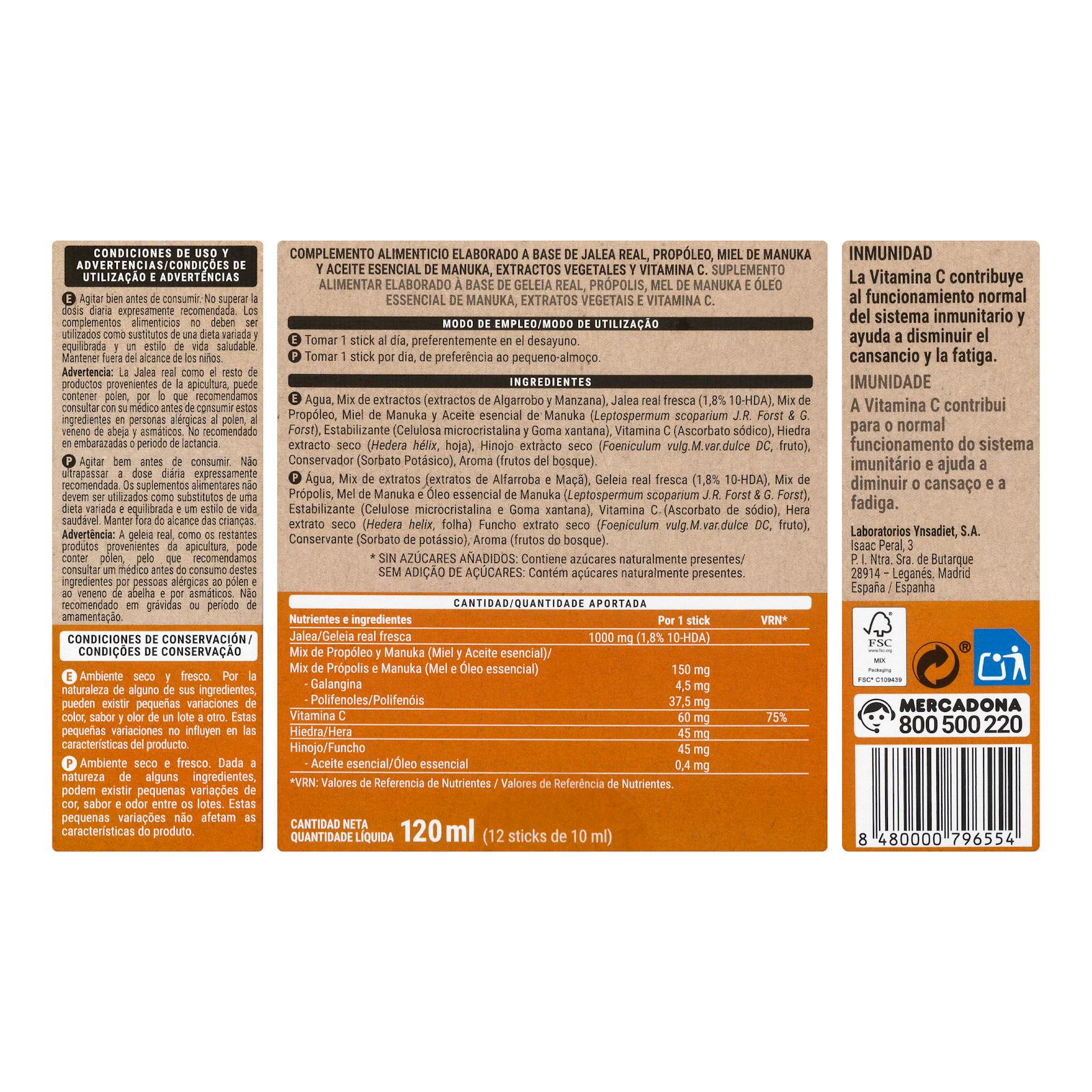 Bâtonnets de gelée royale et de propolis Deliplus