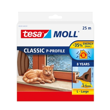 Tesa Tochtband P-profiel zelfklevend 8 jr bruin 25m