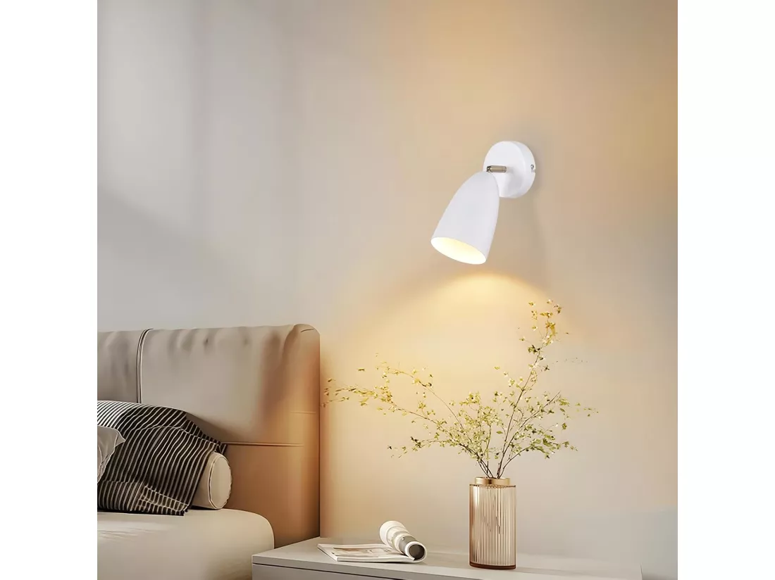 NETTLIFE Applique murale d'intérieur blanche - spot mural vintage pour chambre à coucher rétro GU10
