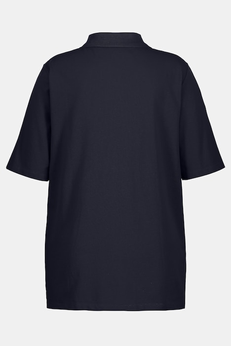 Poloshirt, Piqué, Polokragen, Samt-Knopfleiste, Halbarm
