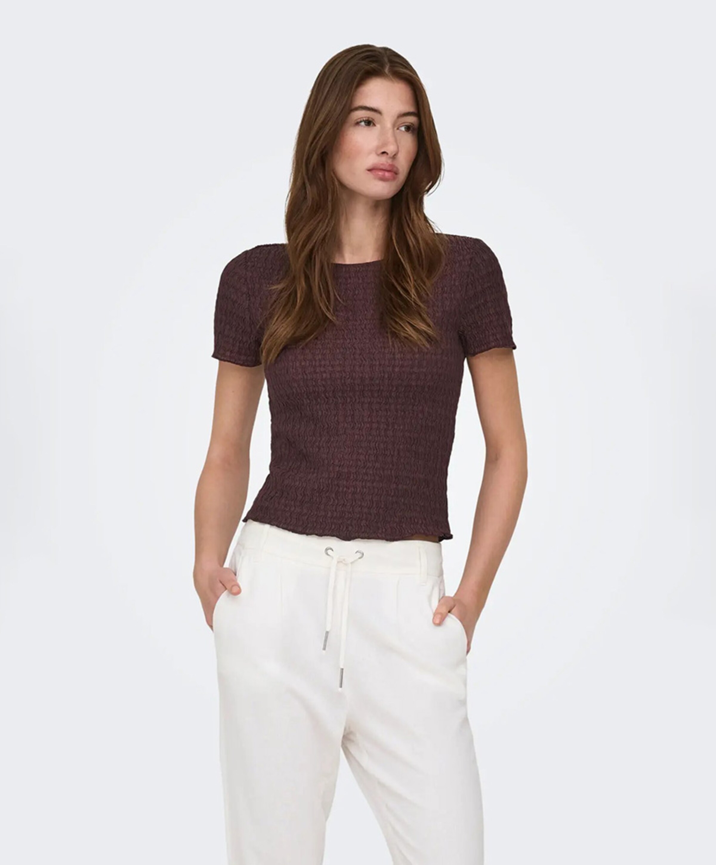 Only Dames T-shirt bruin