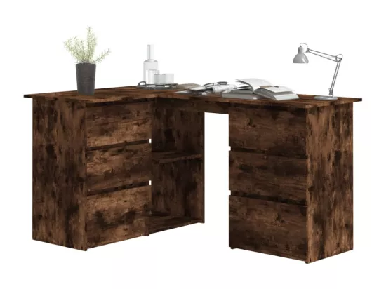 Bureau d'angle Chêne fumé 145x100x76 cm Bois d'ingénierie
