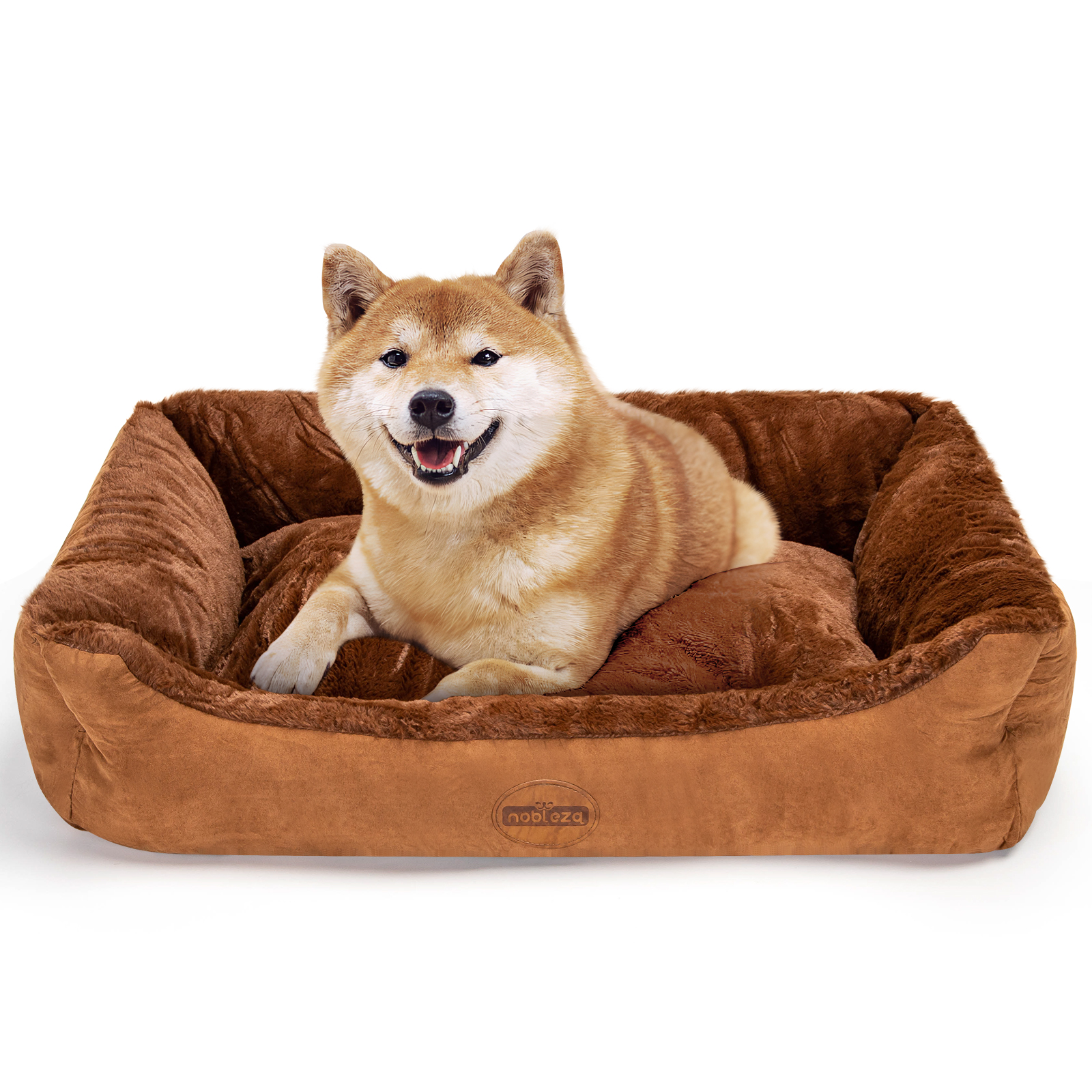 Cama para cães Nobleza tamanho médio, ortopédica, lavável, almofada, macia e confortável, tipo sofá-cama, cor marrom escuro, tamanho G (85x61x20cm).