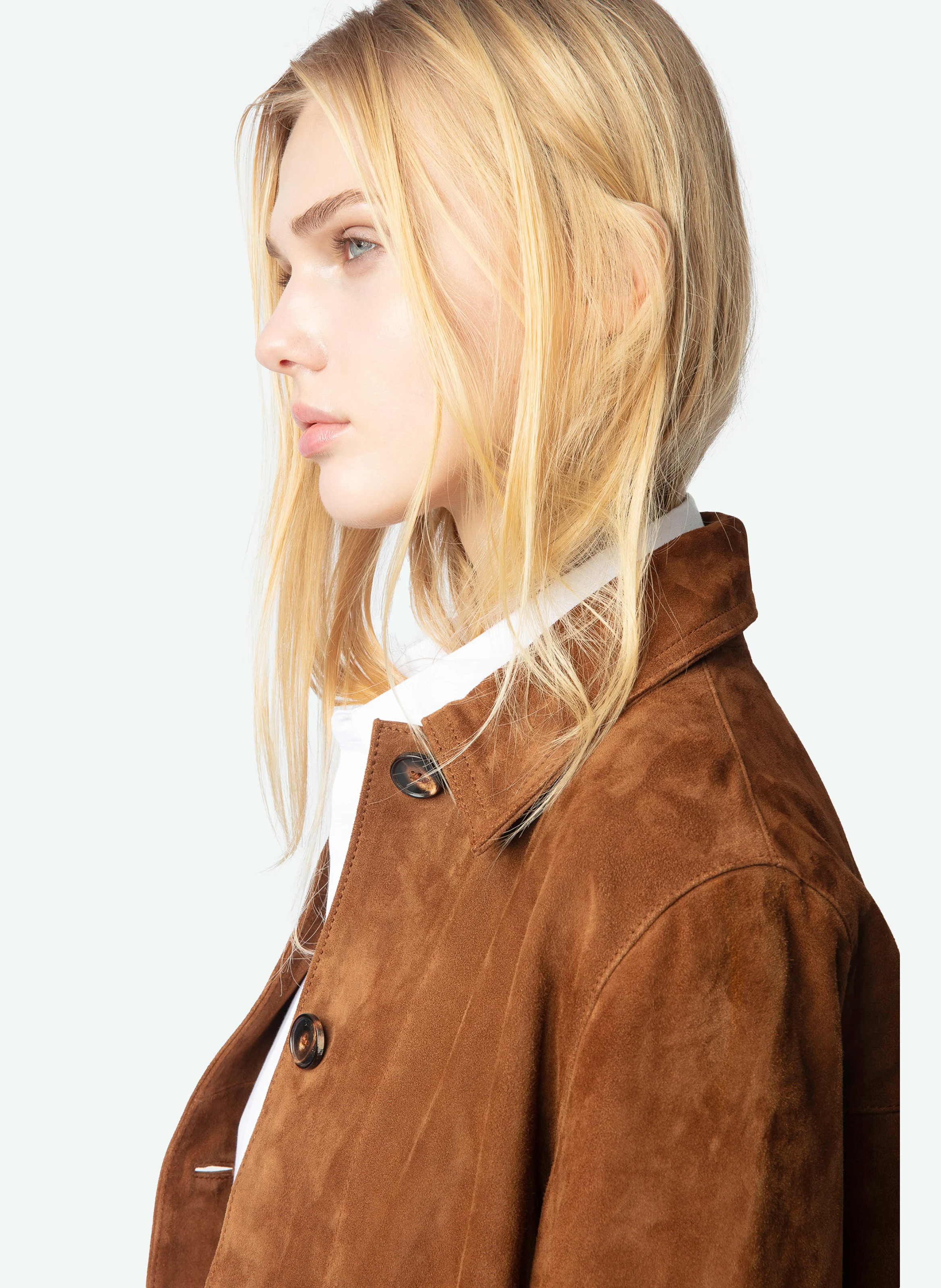 LESSA - Blouson boutonné en suédine| Marron