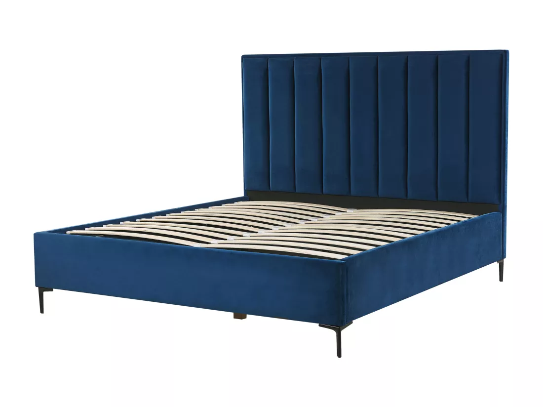 Ensemble de chambre Velours SEZANNE 180 x 200 cm Bleu marine