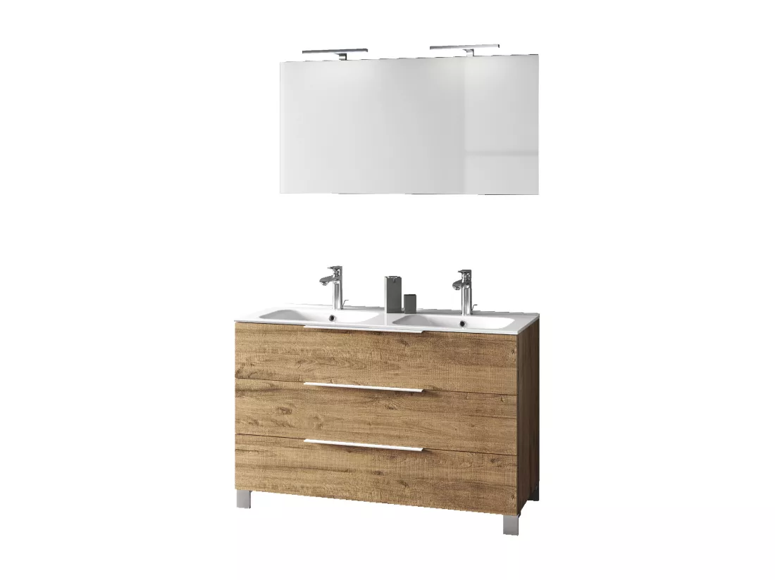 Ensemble double vasque 4 pièces LARISSA chêne miel