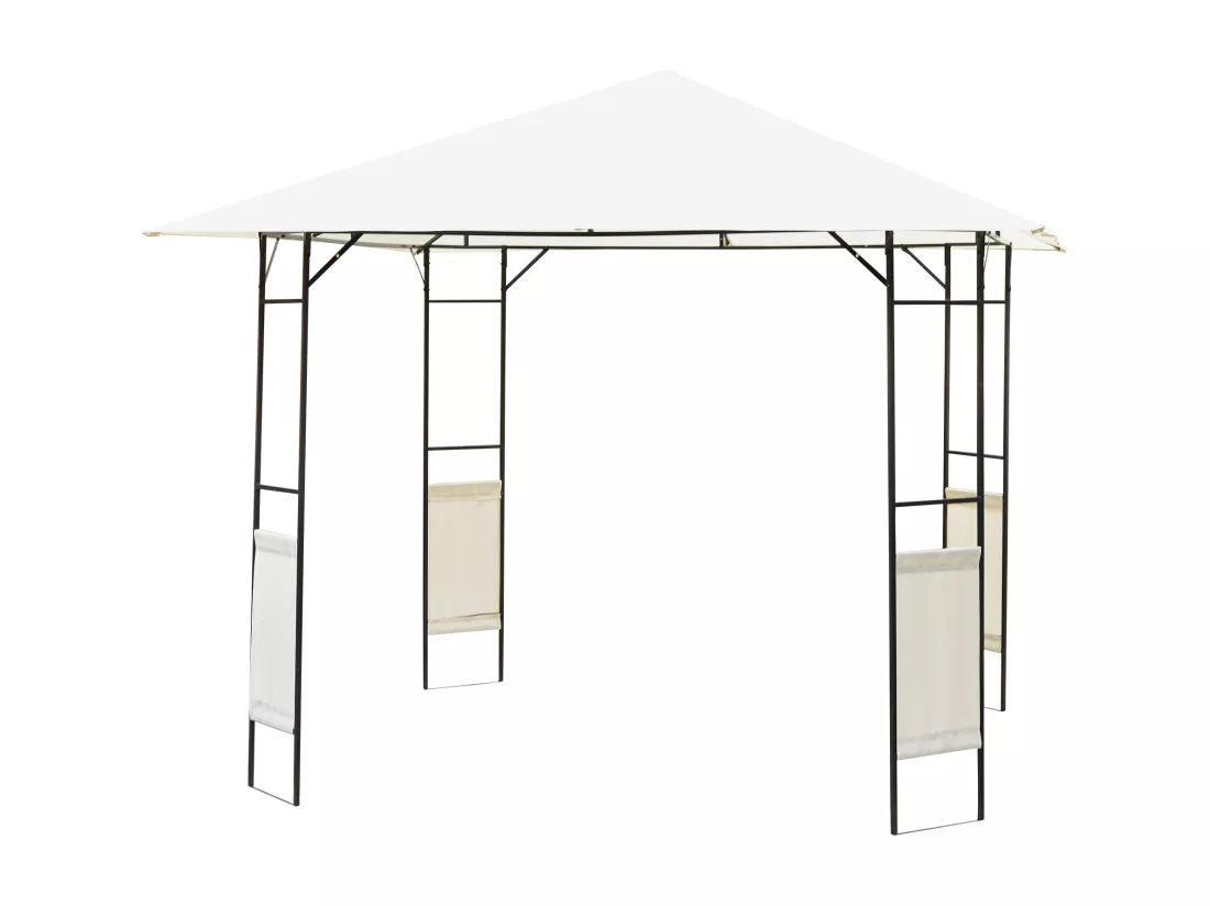 Tonnelle barnum pavillon de jardin dim. 3L x 3l x 2,6H m métal époxy toile polyester haute densité crème