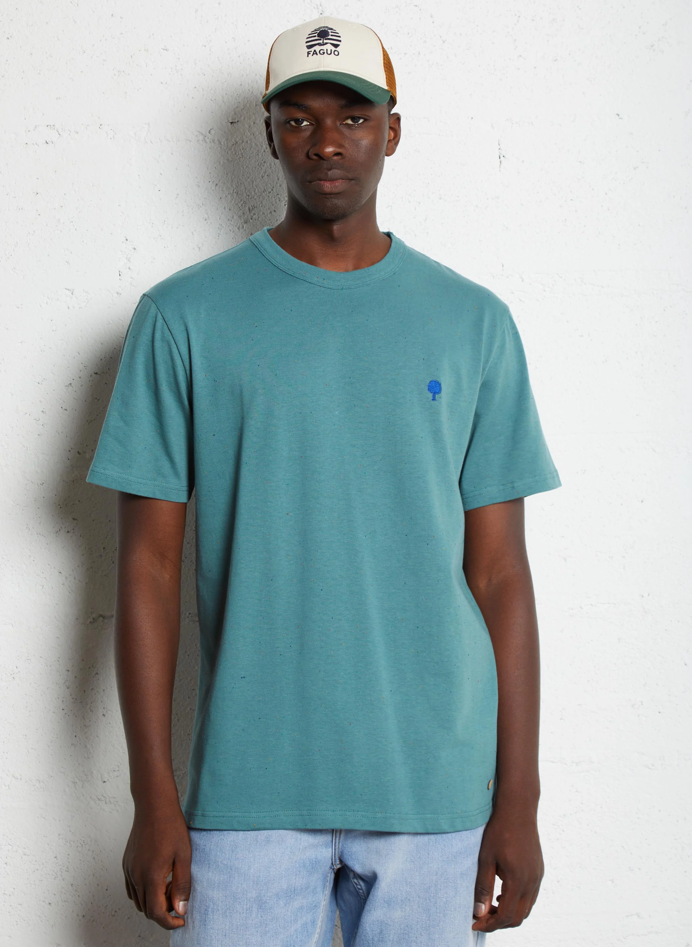 LUGNY - Tee-shirt col rond en coton mélangé | Vert